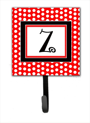 CJ1012-ZSH4 Letter Z Initial Monogram - Red Black Polka Dots Leash Holder Or Key Hook