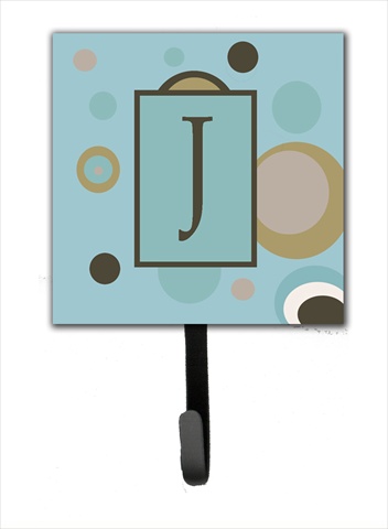 CJ1013-JSH4 Letter J Initial Monogram - Blue Dots Leash Holder Or Key Hook