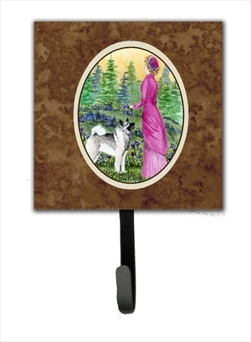 Lady With Her Norwegian Elkhound Leash Holder Or Key Hook