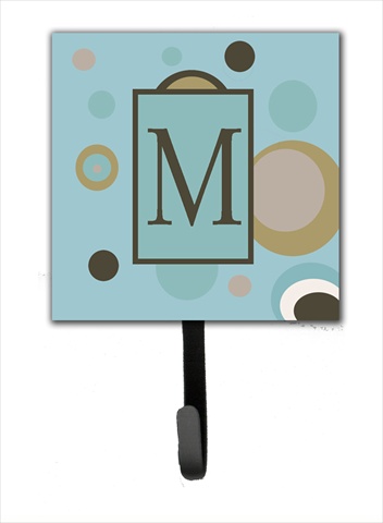 CJ1013-MSH4 Letter M Initial Monogram - Blue Dots Leash Holder Or Key Hook