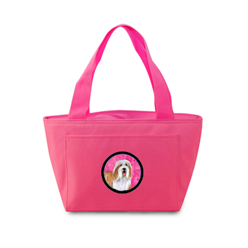 Picture of Carolines Treasures LH9375PK-8808 Pink Bearded Collie Zippered Insulated School Washable And Stylish Lunch Bag Cooler