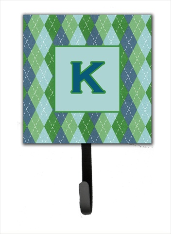 CJ1020-KSH4 Letter K Initial Monogram - Blue Argoyle Leash Holder Or Key Hook
