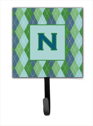 CJ1020-NSH4 Letter N Initial Monogram - Blue Argoyle Leash Holder Or Key Hook
