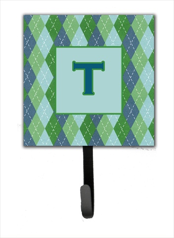 CJ1020-TSH4 Letter T Initial Monogram - Blue Argoyle Leash Holder Or Key Hook