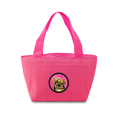 Picture of Carolines Treasures LH9394PK-8808 Pink Tibetan Spaniel Zippered Insulated School Washable And Stylish Lunch Bag Cooler