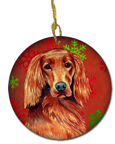 Irish Setter Red Snowflake Holiday Christmas Ceramic Ornament