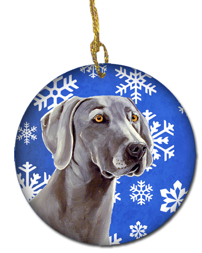 Weimaraner Winter Snowflake Holiday Ceramic Ornament