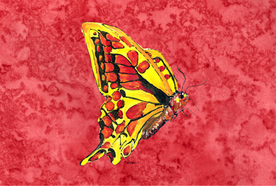 Butterfly On Red Fabric Placemat