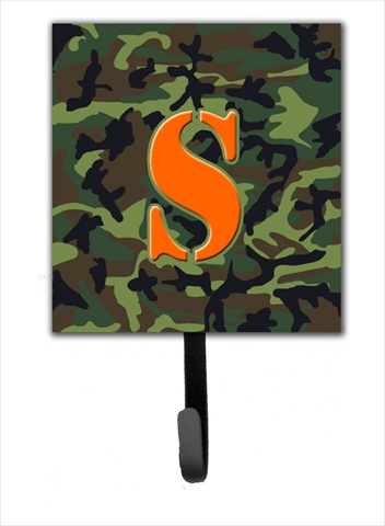 CJ1030-SSH4 Letter S Initial Monogram - Camo Green Leash Holder Or Key Hook