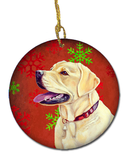 Labrador Red Snowflake Holiday Christmas Ceramic Ornament