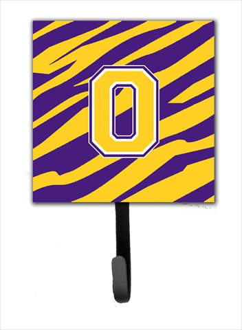 CJ1022-OSH4 Initial O Tiger Stripe - Purple Gold Leash Holder Or Key Hook