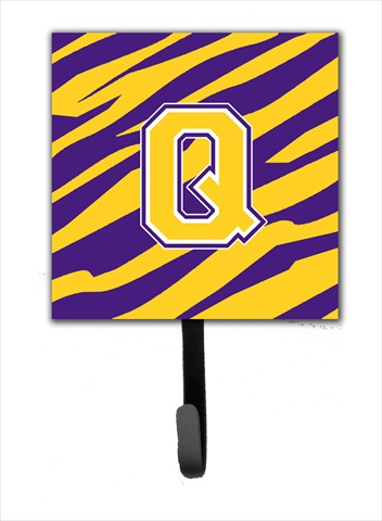 CJ1022-QSH4 Initial Q Tiger Stripe - Purple Gold Leash Holder Or Key Hook