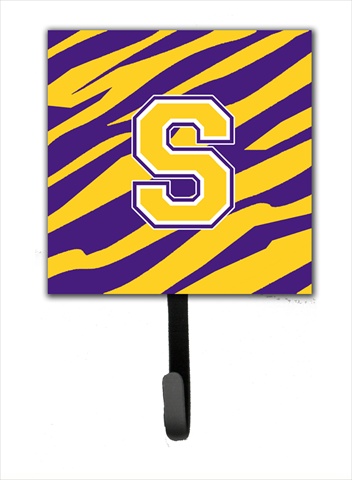 CJ1022-SSH4 Initial S Tiger Stripe - Purple Gold Leash Holder Or Key Hook