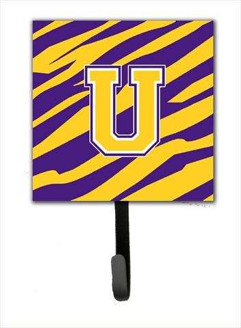 CJ1022-USH4 Initial U Tiger Stripe - Purple Gold Leash Holder Or Key Hook