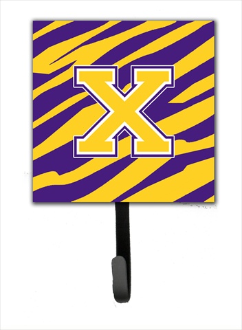 CJ1022-XSH4 Initial X Tiger Stripe - Purple Gold Leash Holder Or Key Hook