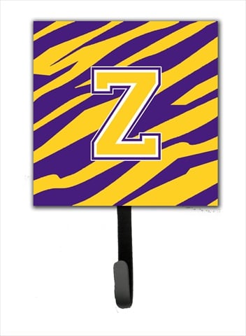 CJ1022-ZSH4 Initial Z Tiger Stripe - Purple Gold Leash Holder Or Key Hook