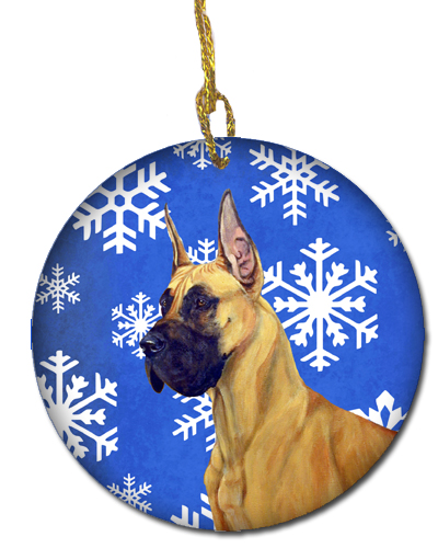 Great Dane Winter Snowflake Holiday Ceramic Ornament