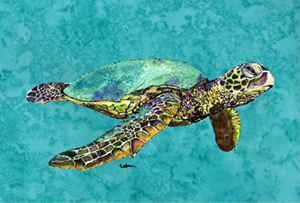 8659PLMT Turtle Swimming Fabric Placemat