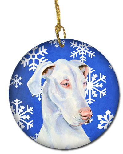 Great Dane Winter Snowflake Holiday Ceramic Ornament