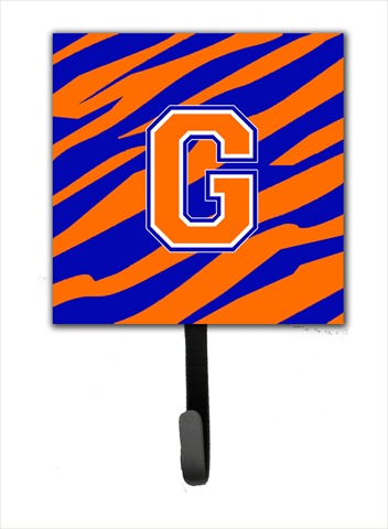 CJ1023-GSH4 Letter G Initial Monogram - Tiger Stripe - Blue Orange Leash Holder Or Key Hook