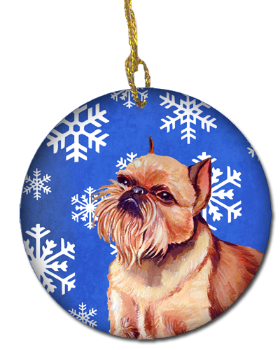 Brussels Griffon Winter Snowflake Holiday Ceramic Ornament