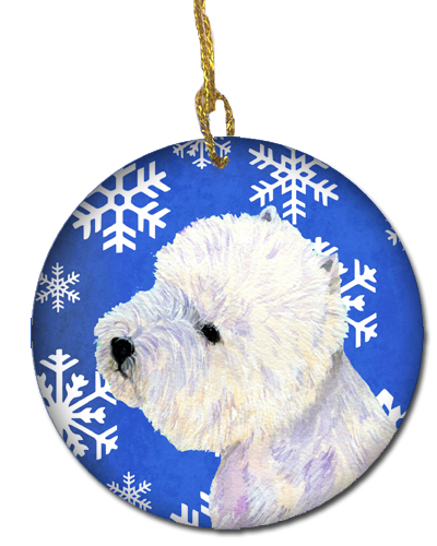 Westie Winter Snowflake Holiday Ceramic Ornament