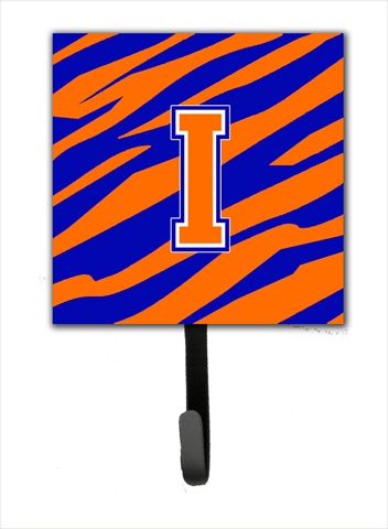 CJ1023-ISH4 Letter I Initial Monogram - Tiger Stripe - Blue Orange Leash Holder Or Key Hook