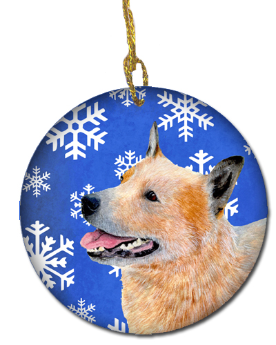 Australian Cattle Dog Winter Snowflake Holiday Ceramic Ornament