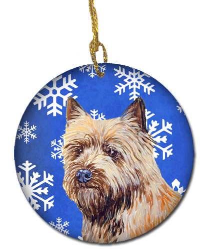 Cairn Terrier Winter Snowflake Holiday Ceramic Ornament