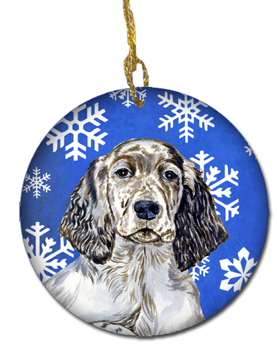 English Setter Winter Snowflake Holiday Ceramic Ornament