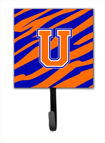 CJ1023-USH4 Letter U Initial Monogram - Tiger Stripe - Blue Orange Leash Holder Or Key Hook