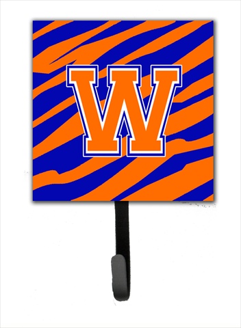 Picture of Carolines Treasures CJ1023-WSH4 Letter W Initial Monogram - Tiger Stripe - Blue Orange Leash Holder Or Key Hook