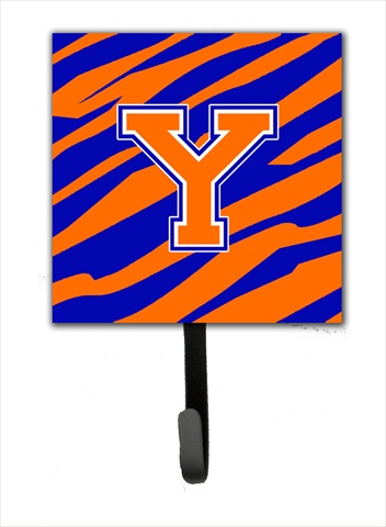 CJ1023-YSH4 Letter Y Initial Monogram - Tiger Stripe - Blue Orange Leash Holder Or Key Hook