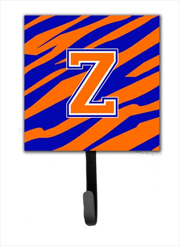 CJ1023-ZSH4 Letter Z Initial Monogram - Tiger Stripe - Blue Orange Leash Holder Or Key Hook