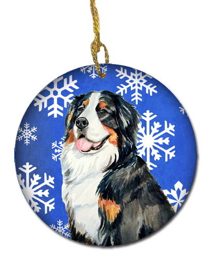 Bernese Mountain Dog Winter Snowflake Holiday Ceramic Ornament