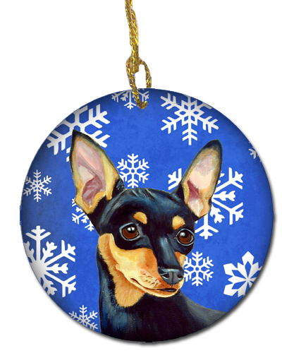 Min Pin Winter Snowflake Holiday Ceramic Ornament