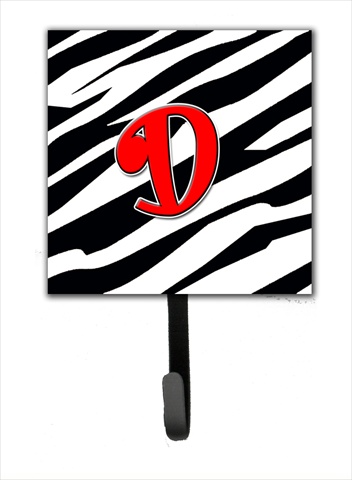 CJ1024-DSH4 Letter D Initial Monogram - Zebra Red Leash Holder Or Key Hook