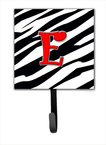 CJ1024-ESH4 Letter E Initial Monogram - Zebra Red Leash Holder Or Key Hook
