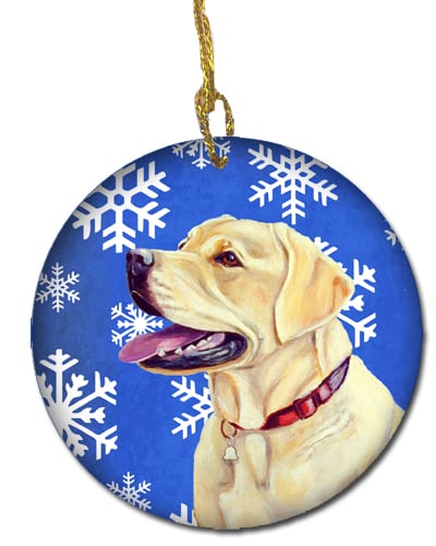 Labrador Winter Snowflake Holiday Ceramic Ornament