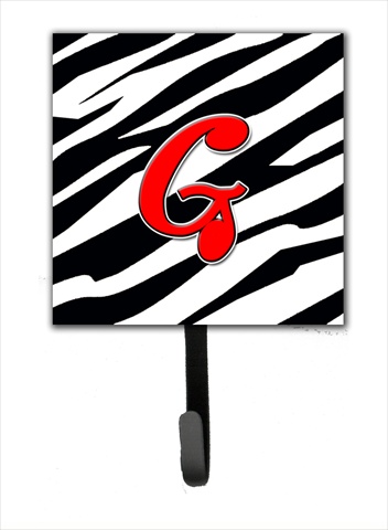 CJ1024-GSH4 Letter G Initial Monogram - Zebra Red Leash Holder Or Key Hook
