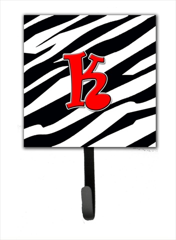 CJ1024-KSH4 Letter K Initial Monogram - Zebra Red Leash Holder Or Key Hook