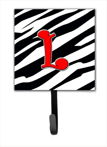 CJ1024-LSH4 Letter L Initial Monogram - Zebra Red Leash Holder Or Key Hook