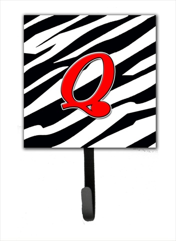 CJ1024-QSH4 Letter Q Initial Monogram - Zebra Red Leash Holder Or Key Hook
