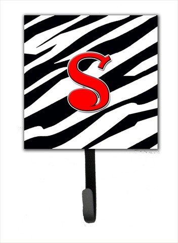 CJ1024-SSH4 Letter S Initial Monogram - Zebra Red Leash Holder Or Key Hook