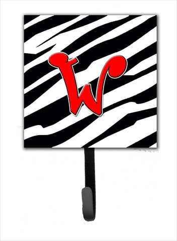 CJ1024-WSH4 Letter W Initial Monogram - Zebra Red Leash Holder Or Key Hook