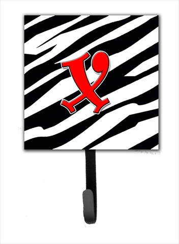 CJ1024-XSH4 Letter X Initial Monogram - Zebra Red Leash Holder Or Key Hook