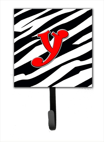 CJ1024-YSH4 Letter Y Initial Monogram - Zebra Red Leash Holder Or Key Hook
