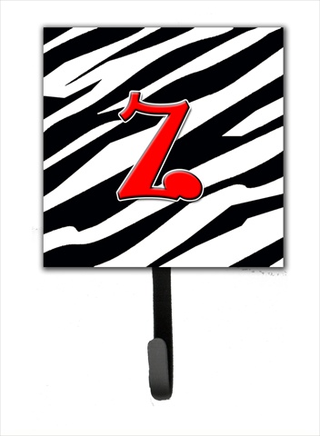 CJ1024-ZSH4 Letter Z Initial Monogram - Zebra Red Leash Holder Or Key Hook