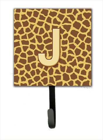 CJ1025-JSH4 Letter J Initial Monogram - Giraffe Leash Holder Or Key Hook