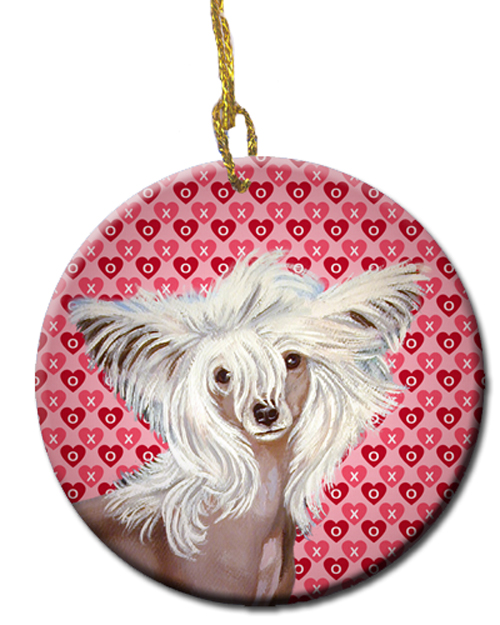 Picture of Carolines Treasures LH9167CO1 Chinese Crested Valentines Love And Hearts Ceramic Ornament